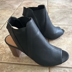 Maurice's open toe slip on booties